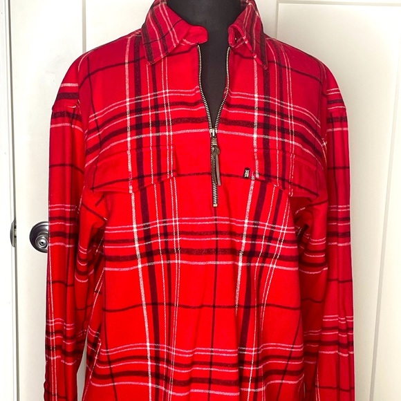 Ralph Lauren Tops - Ralph Lauren Red Plaid Zip-Up Top | Size Large